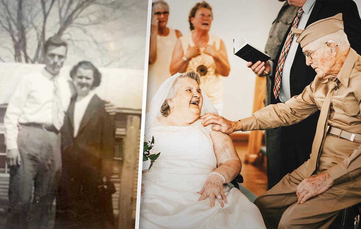 Family Honors Veteran and Wife’s 75th Anniversary With White Wedding They Never Had