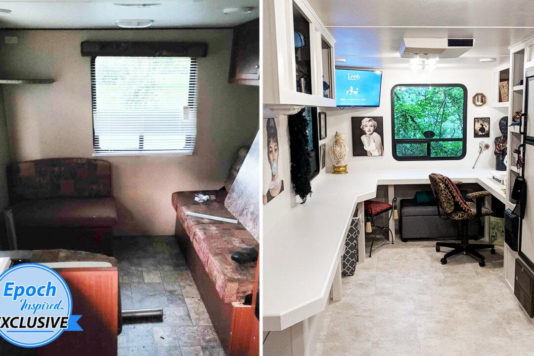 Husband Buys Old, Rusty Camper, Transforms It Into Beautiful Sewing Studio for His Wife