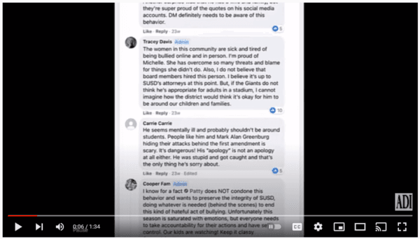 Screenshot of video made by Mark Greenburg while he reads social media posts to his son Jann-Michael. (Patricia Tolson/The Epoch Times)