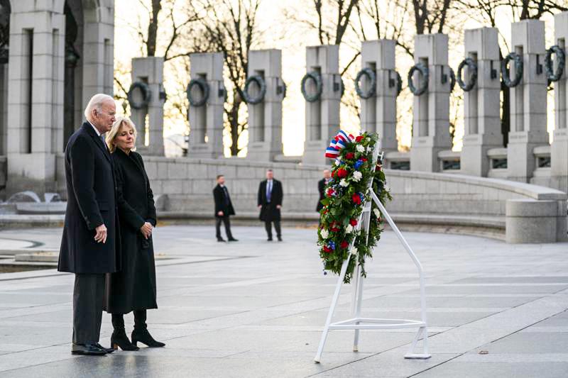 Bidens Honor Pearl Harbor’s Fallen in Visit to WWII Memorial