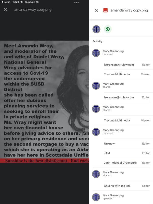 Screenshot showing Jann-Michael Greenburg as "the Editor" of the image of Amanda Wray. (Courtesy of Kim Stafford.)