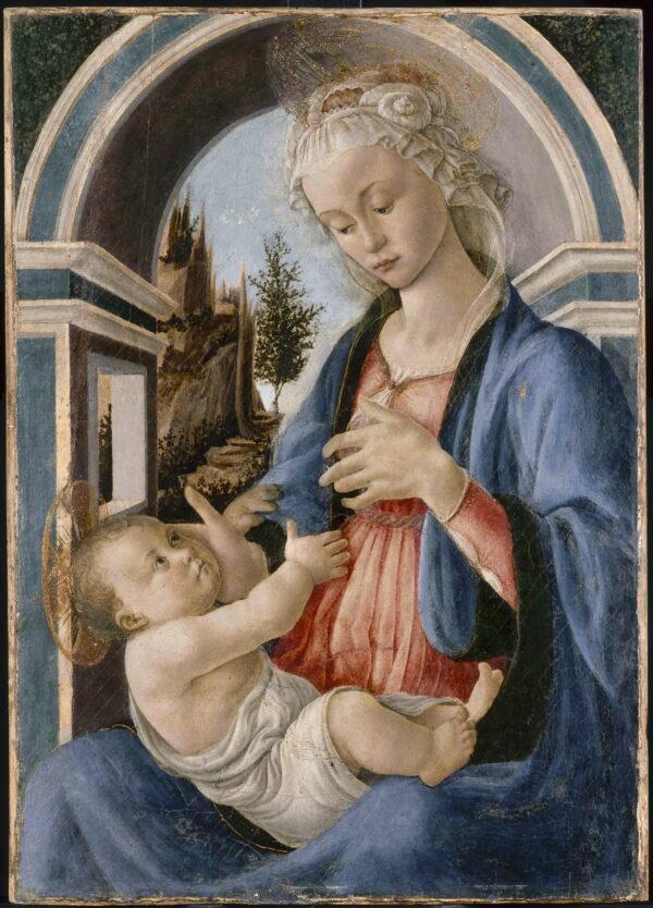 “Virgin and Child," also known as the "Campana Madonna,” circa 1467–1470, by Botticelli. Tempera on poplar wood; 28 3/8 inches by 20 1/8 inches. The Museum of the Petit Palais in Avignon, France, on permanent loan from the Louvre Museum, 1976. (René-Gabriel Ojéda/RMN-Grand Palais)