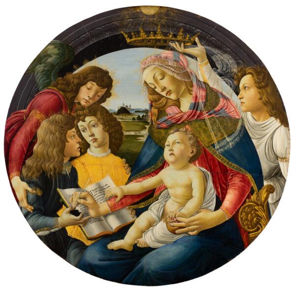 ” The Madonna of the Magnificat,” 1490s, by Master of Gothic Buildings, believed to be Jacopo Foschi, active in Florence, Italy, circa 1485–circa 1520) after Botticelli. Tempera on wood; 45 1/8 inches in diameter. Fabre Museum of Montpellier Mediterranean Metropolis, on permanent loan from the Louvre Museum, 1979. (Frédéric Jaulmes/Fabre Museum of Montpellier Mediterranean Metropolis)