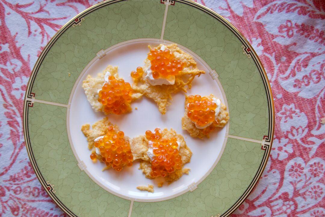 Parmesan Crisps With Salmon Caviar