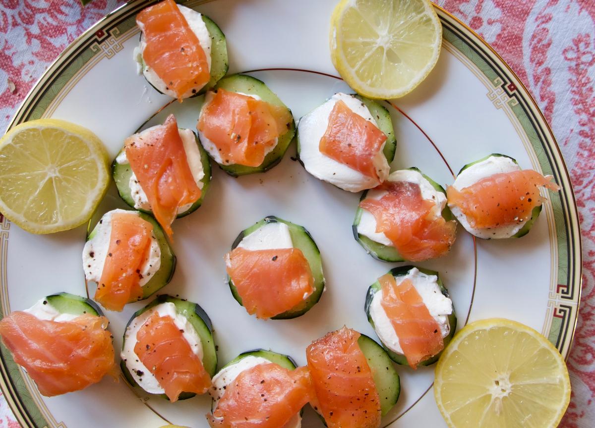 Smoked Salmon on Cucumber Rounds