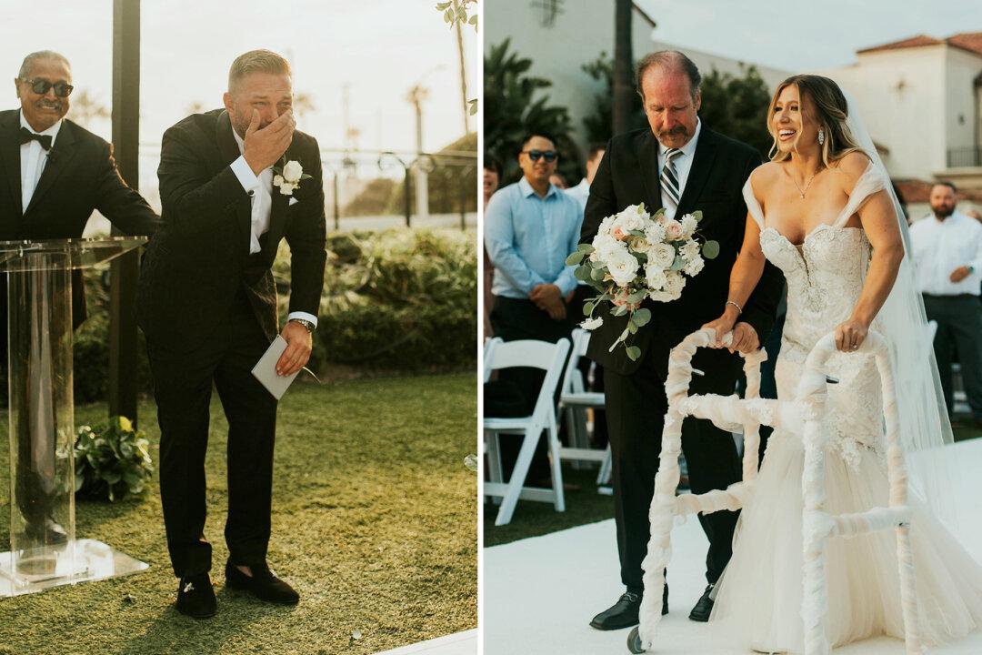 Paralyzed Bride Practices in Secret to Walk Down the Aisle at Wedding, Stunning Her Groom