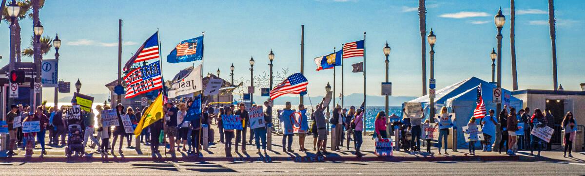 Hundreds Protest Vaccine Mandates for K–12 in Huntington Beach
