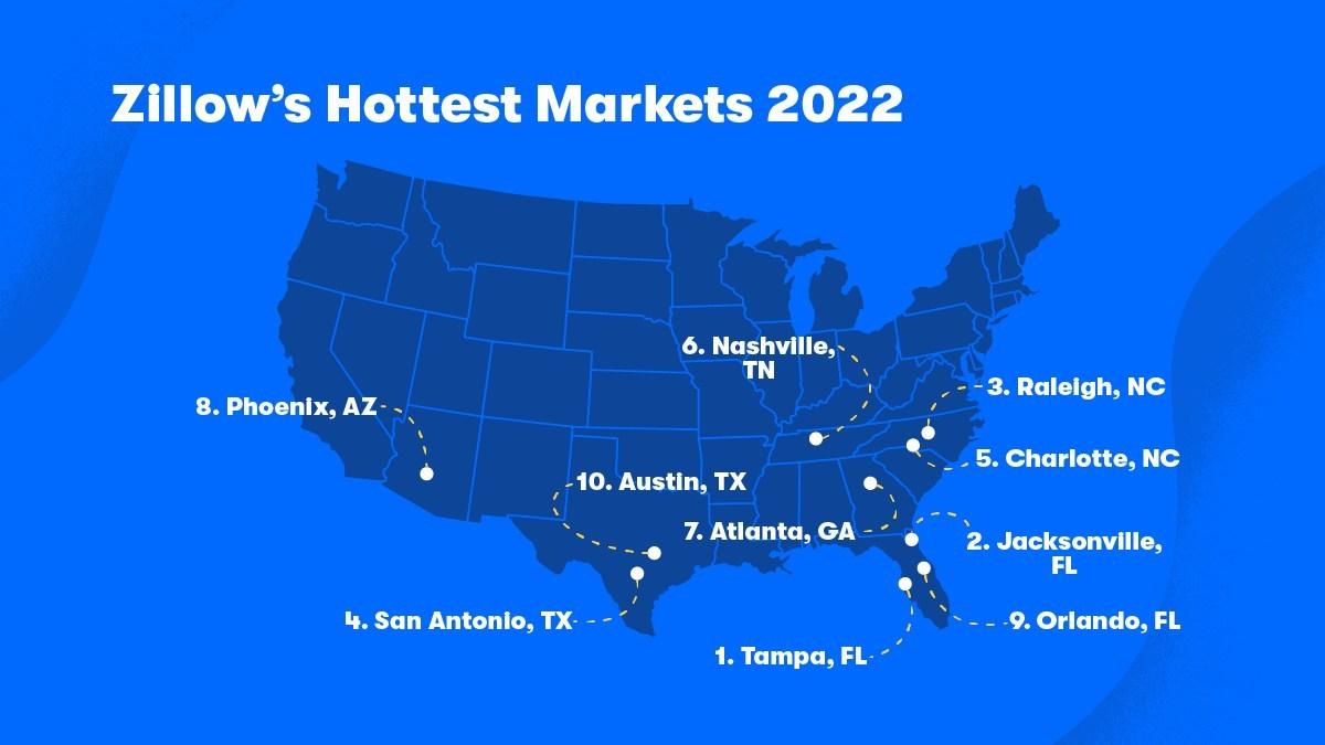 Zillow Predicts Hottest Housing Markets for 2022 and Those That Are Fastest Cooling