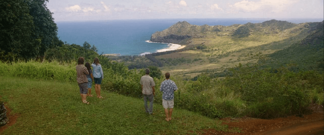 (L–R) Nick Krause, Amara Miller, Shailene Woodley, George Clooney, and Beau Bridges in “The Descendants." (FOX Searchlight Pictures)