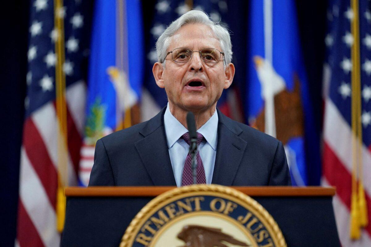 U.S. Attorney General Merrick Garland speaks at the Department of Justice in Washington, on Jan. 5, 2022. (Carolyn Kaster/Pool/Getty Images)
