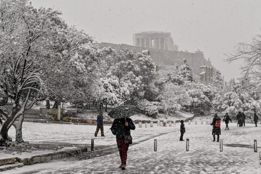 Snow Blankets Athens, Greek Islands, and Turkey’s Istanbul