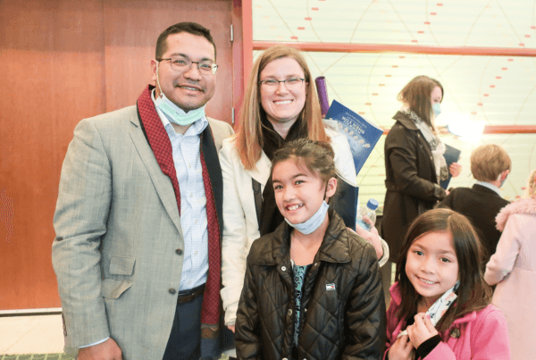 Dr. Mario Castillo-Sang and his family at the matinee performance of Shen Yun in Cincinnati, Ohio on Feb. 27, 2022. (Stacey Tang/The Epoch Times)
