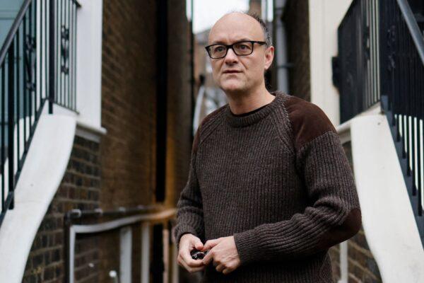 Former Number 10 special advisor Dominic Cummings walks out of his house to speak to the press in London on Jan. 24, 2022. (Tolga Akmen /AFP via Getty Images)