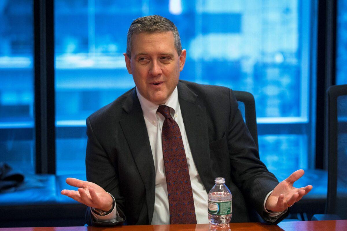 St. Louis Fed President James Bullard speaks about the U.S. economy during an interview in New York on Feb. 26, 2015. (Lucas Jackson/Reuters)