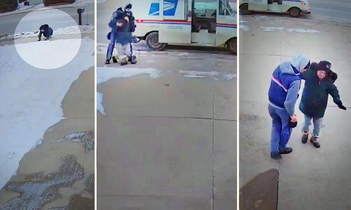 Woman Slips on Ice in Freezing Temps Outside Home and Can’t Get Up—Until Kind Mailman Stops to Help