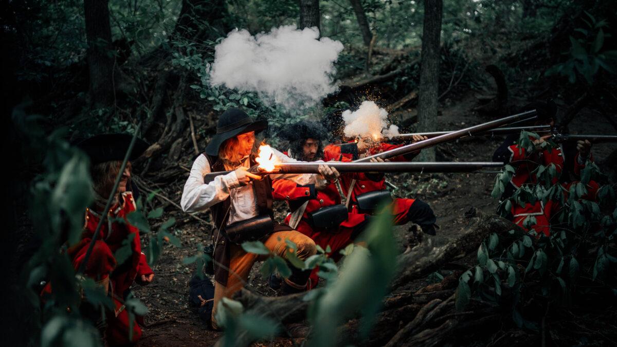 Virginia Provincials at the Battle of Jumonville Glen in "Washington's Armor." (Courtesy of Capernaum Studios)