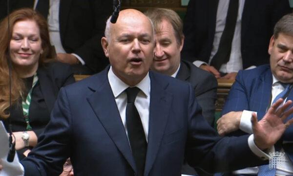 Conservative Party MP Sir Iain Duncan Smith speaks in the chamber of the House of Commons, Westminster, London on Oct. 18, 2021. (House of Commons/PA Media)