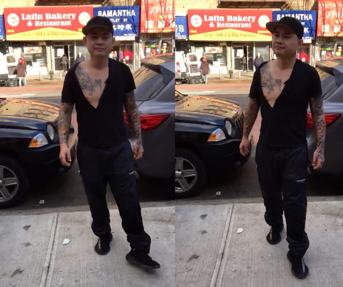 Zheng Buqiu in Flushing, New York, on Feb. 10, 2022. (Screenshot via The Epoch Times)