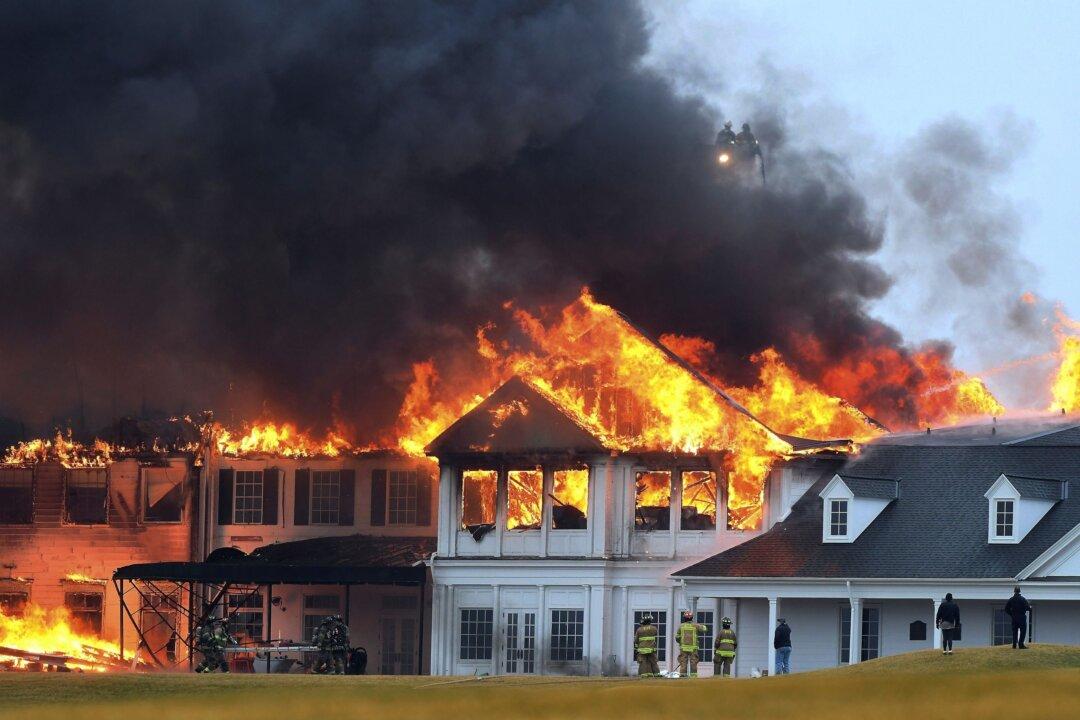 Fire Burns at Oakland Hills Golf Club in Suburban Detroit