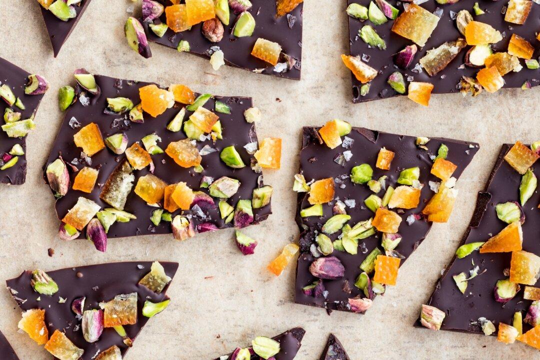 Chocolate Bark With Pistachios and Candied Orange Peel