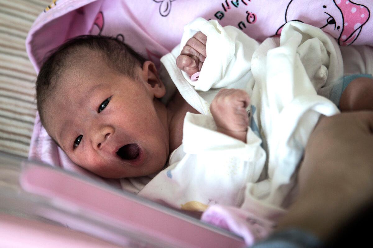 A newborn baby in a private obstetric hospital in Wuhan, China, on Feb. 21, 2020. (Getty Images)