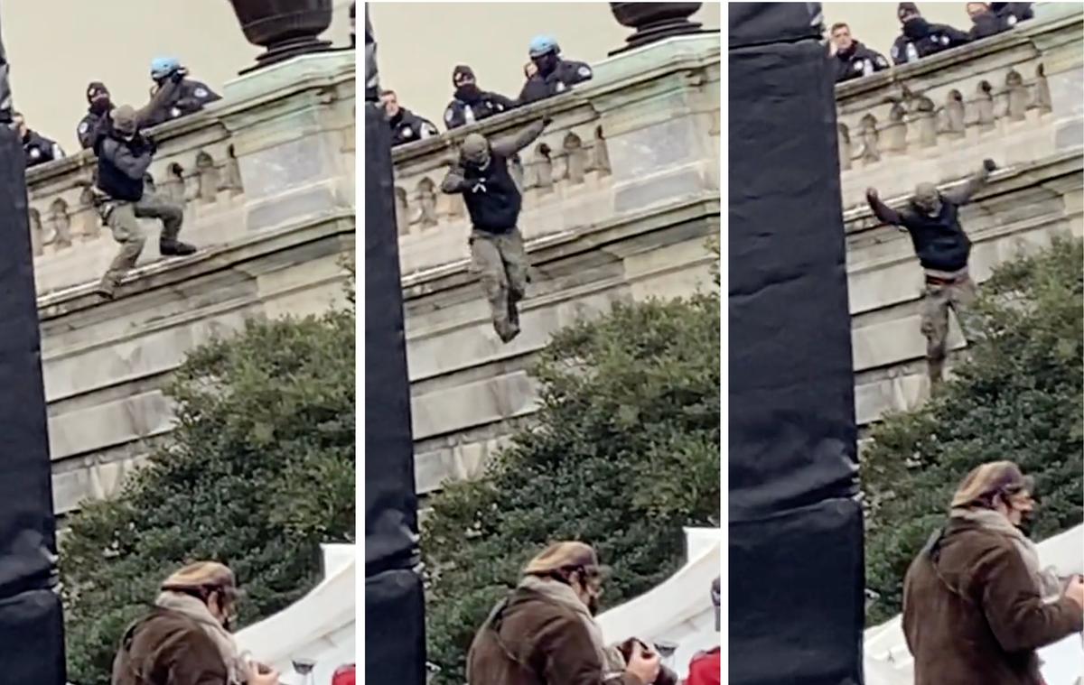 Protester Allegedly Shoved Off Ledge by Officer on Jan. 6 Comes Forward, Plans to Sue