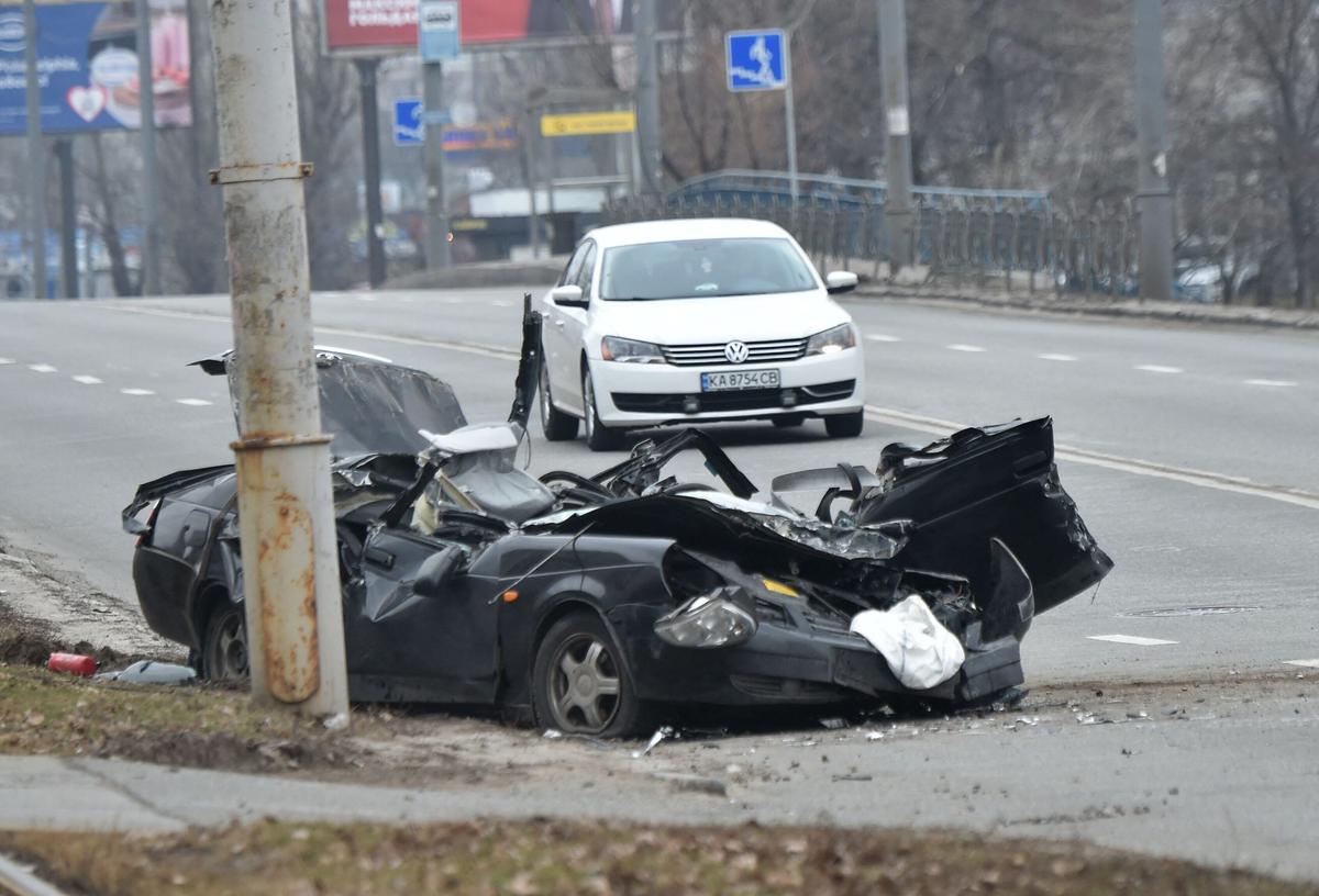 Video Shows Strela Tank Crushing Civilian Car in Kyiv With Driver Still Inside