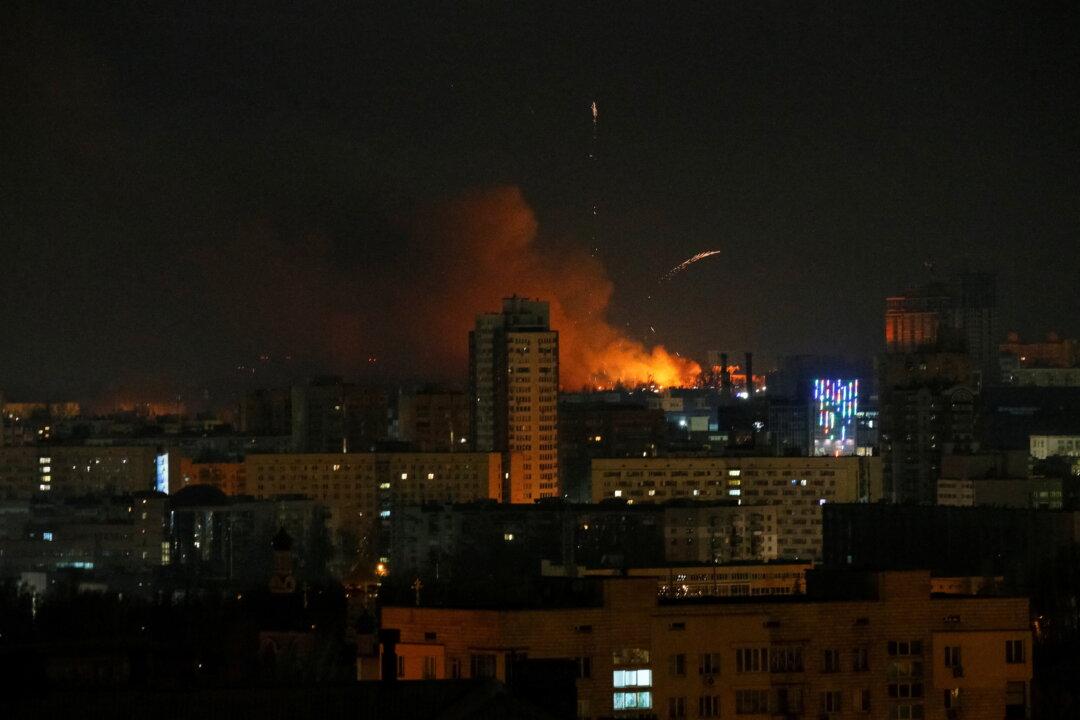 Videos Show Large Explosions Lighting Up Kyiv Sky