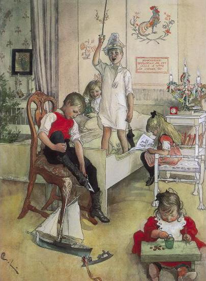 "Christmas Morning," 1894, by Carl Larsson. Watercolor on paper. Unknown owner. (Public Domain)<span style="color: #ff0000;"> </span>
