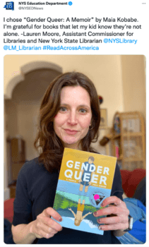 In a post on March 2, 2022, the New York State Department of Education recommended Maia Kobabe's "Gender Queer." (Twitter)