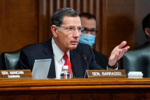 Sen. John Barrasso (R-Wyo.) speaks during a Senate Energy and Natural Resources Committee hearing on Capitol Hill in Washington, on Jan. 11, 2022. (Sarah Silbiger/Reuters)