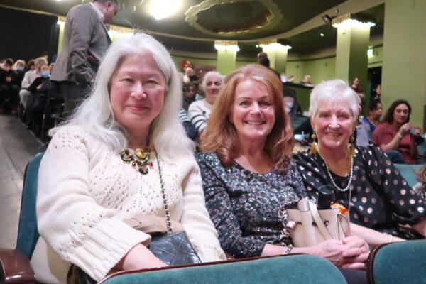 Dr. Christina Loughran (L) at the matinee of Shen Yun in London on March 13, 2022. (Lily Zhou/The Epoch Times)