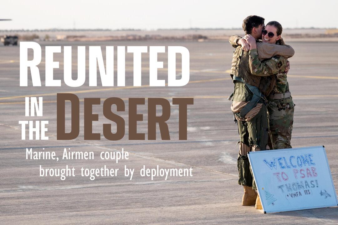 Marine Husband and Air Force Wife Reunited by Deployment Over 7,000 Miles Away From Home