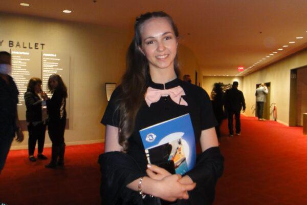 Arina Clavel at the Shen Yun Performing Arts performance at The David H. Koch Theater in Lincoln Center, New York City, on March 19, 2022. (Dongyu Teng/The Epoch Times)