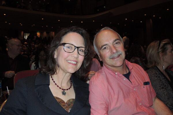 Kathy Holeman (L) at the Shen Yun Performing Arts performance at Keller Auditorium, on March 20, 2022. (Mary Zhang/The Epoch Times)