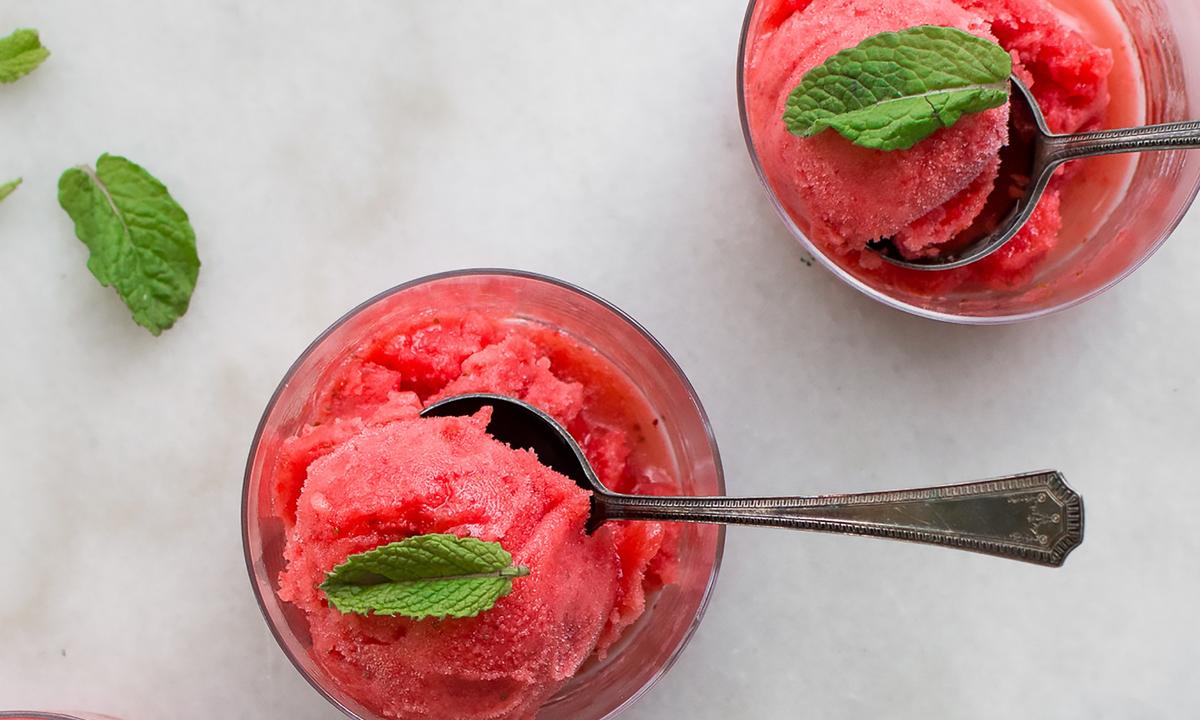 Strawberry-Mint Sorbet