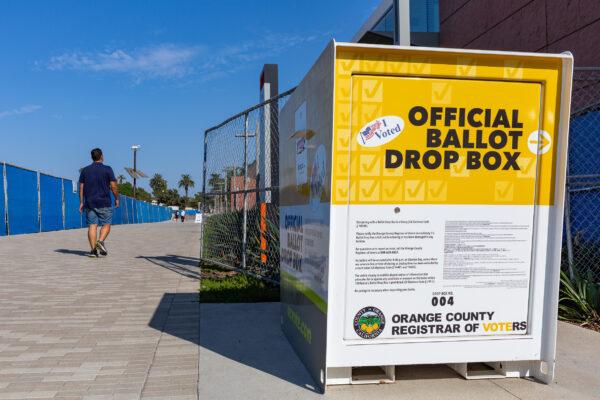 A voting ballot box in Santa Ana, Calif., on Sept. 18, 2020. (John Fredricks/The Epoch Times)