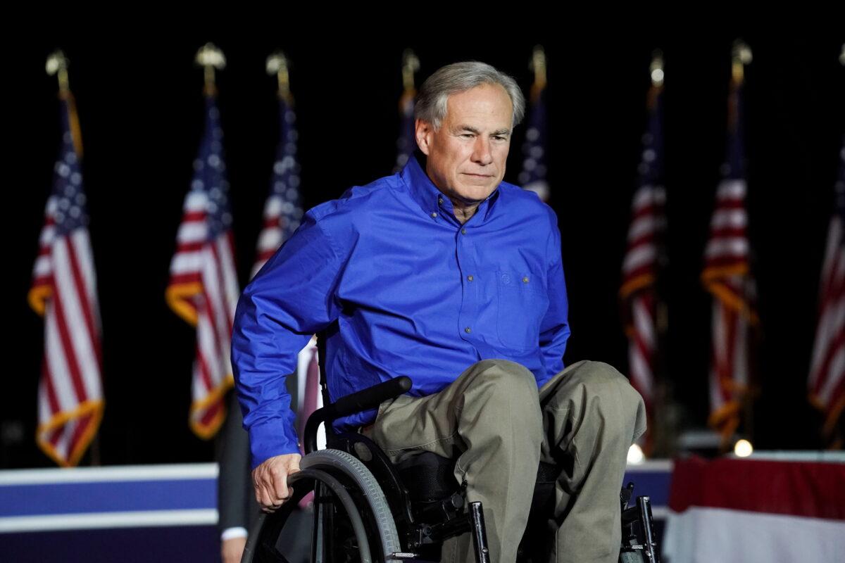 Texas Gov. Greg Abbott in Conroe, Texas, on Jan. 29, 2022. (Go Nakamura/Reuters)
