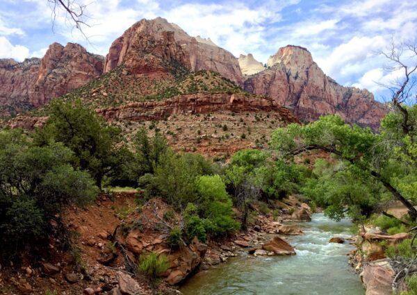 Sacred cliffs in Zion National Park, as seen from the Virgin River. (Jeff Perkin)
