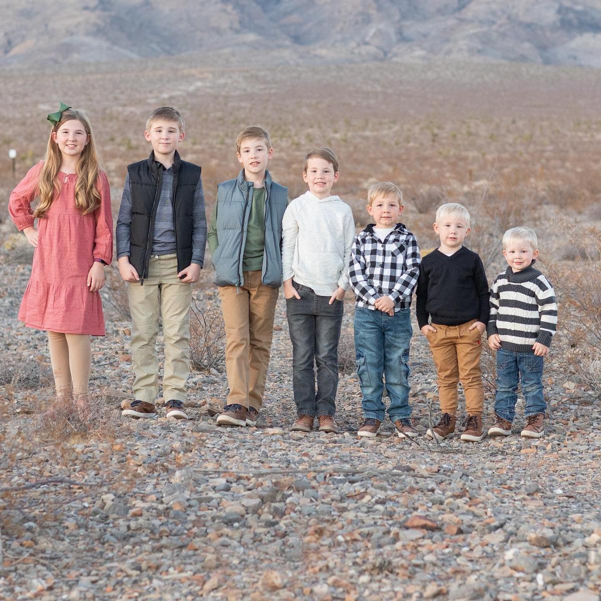 L–R: Addison, 11; William, 10; Abram, 9; Oliver, 8; Logan, 6; Preston, 4; Carson, 3. (Courtesy of <a href="https://www.instagram.com/theballcollection/">Marcie Ball</a>)