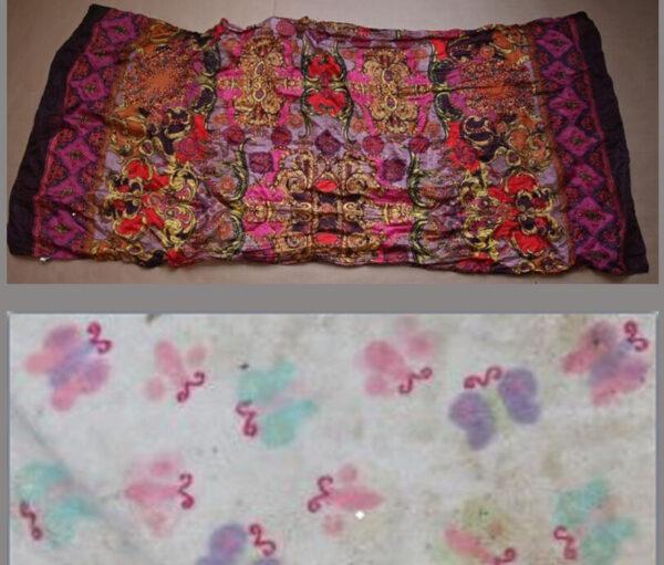 Photos of the two blankets used to wrap the remains of a girl who was found left in a dumpster near Rosedale, Toronto, on May 2, 2022. (Toronto Police Service)