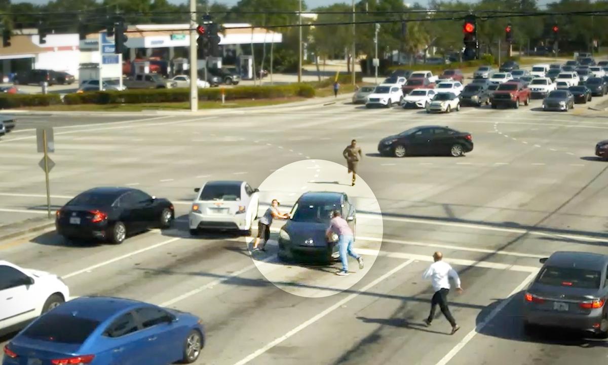 VIDEO: Driver Has Medical Emergency at Busy Intersection, Loses Control, but Good Samaritans Team Up, Save the Day