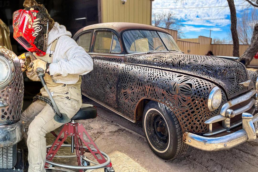 Texas Tack Welder Carves Elaborate Lace Pattern Body for 1950s Chevy to Create Heavy Metal Artwork