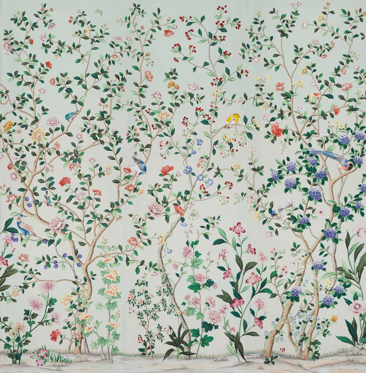 "Erdem" on Adam Grey dyed silk. (Courtesy of de Gournay)