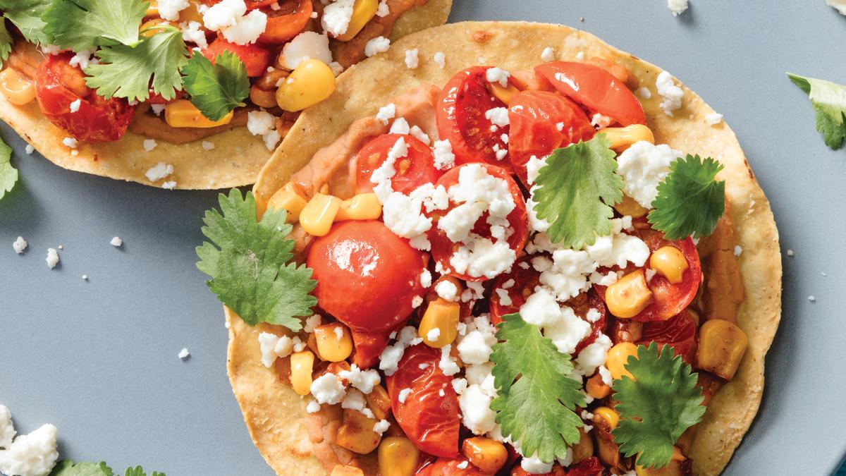 Crispy Tostadas Topped With Beans and Veggies Make a Great Lunch or a Snack You Can Share!