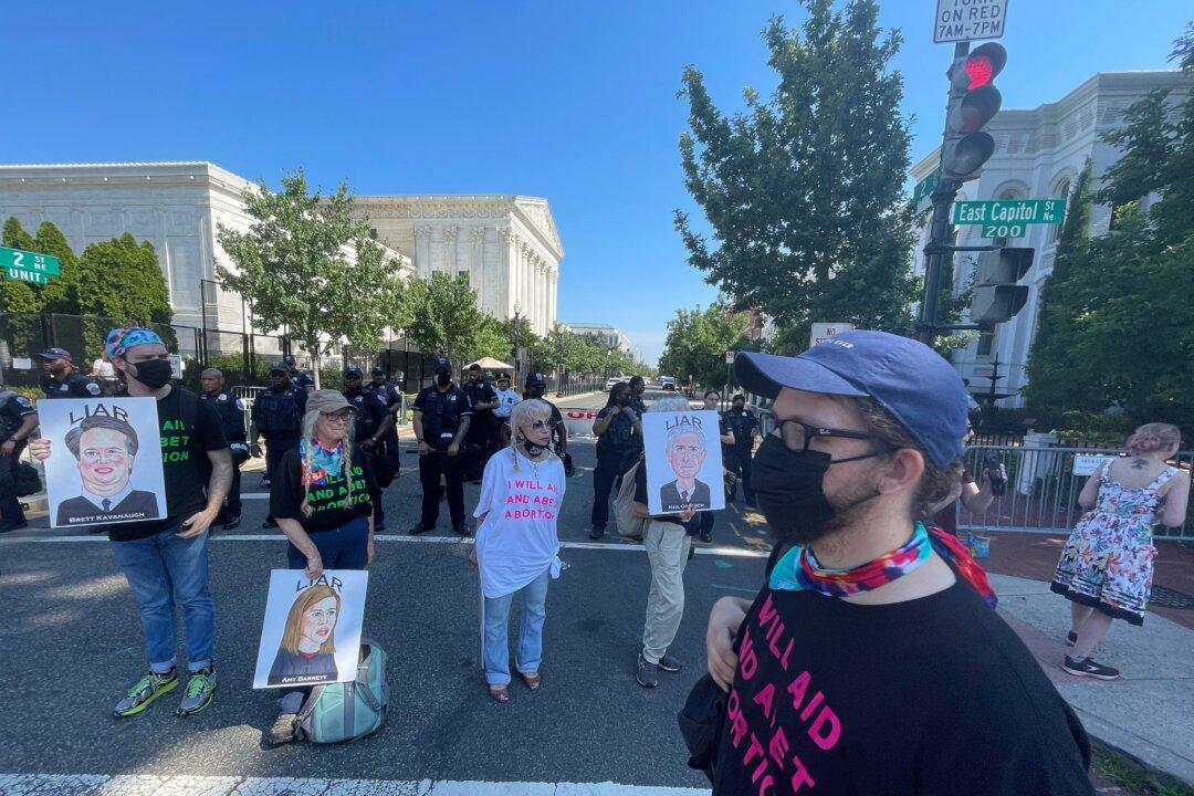 Pro-Abortion Protesters Block Streets Outside Supreme Court