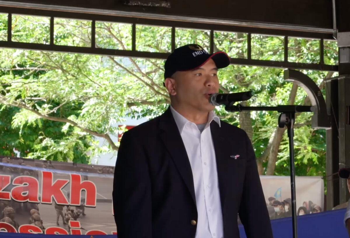 Sean Lin, a survivor of the Tiananmen Square massacre, recalls his traumatic experience 33 years ago at the “Freedom from Tyranny” rally in Rockville, Md., on June 4, 2022. (Courtesy of Maxwell Wappel)