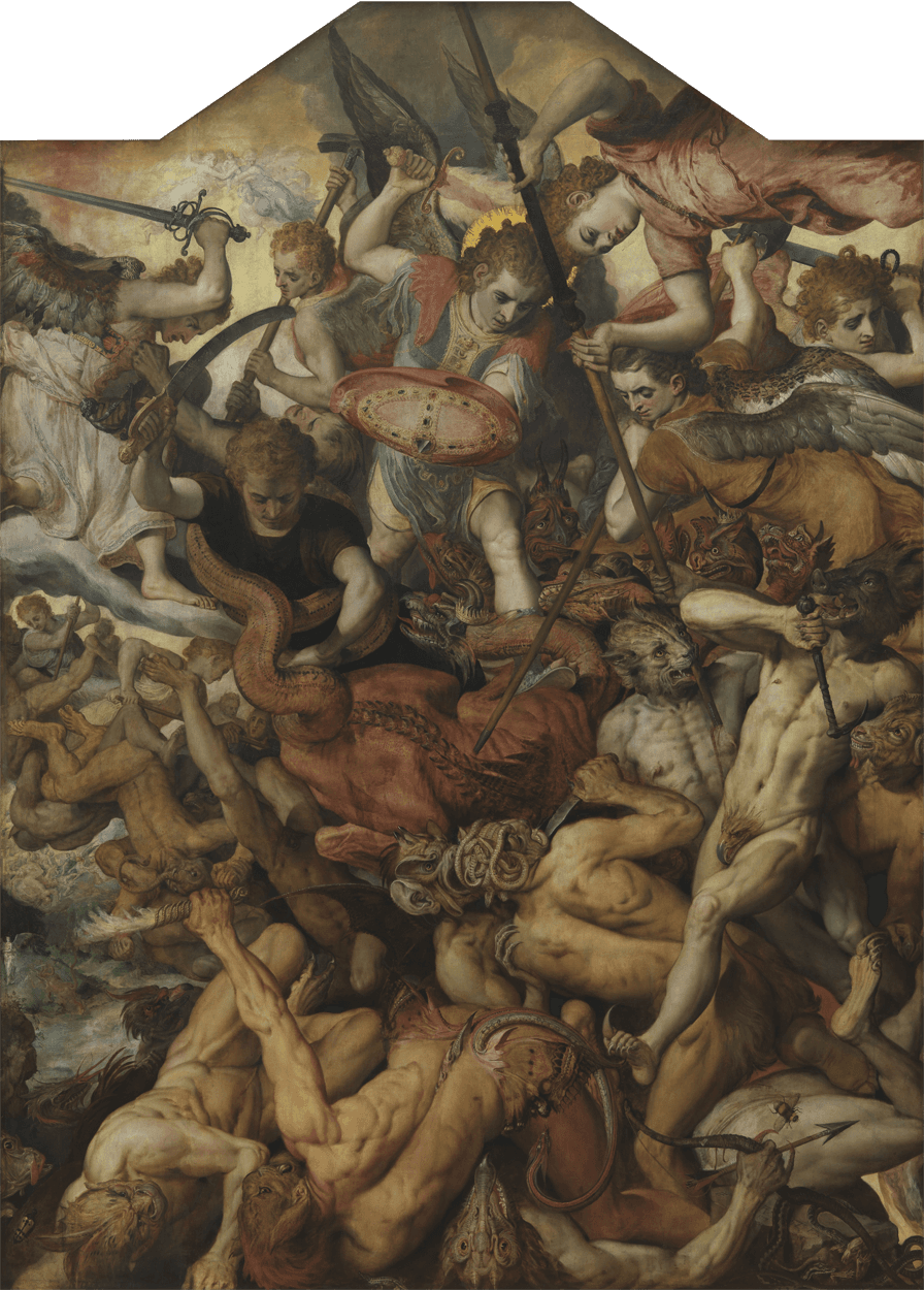 "The Fall of the Rebel Angels," circa 1554, by Frans Floris I. Oil on panel. Royal Museum of Fine Arts Antwerp, in Antwerp, Belgium. (Public Domain)