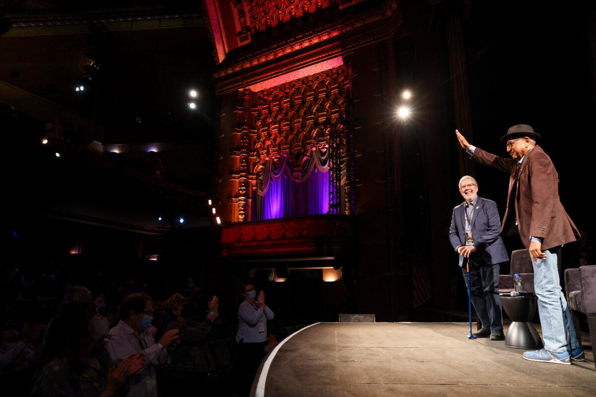 Leonard Maltin and Floyd Norman speak onstage at the screening of The Jungle Book (1967) at the El Capitan Theatre during the 2022 TCM Classic Film Festival in Hollywood, California. (Getty Images for TCM)