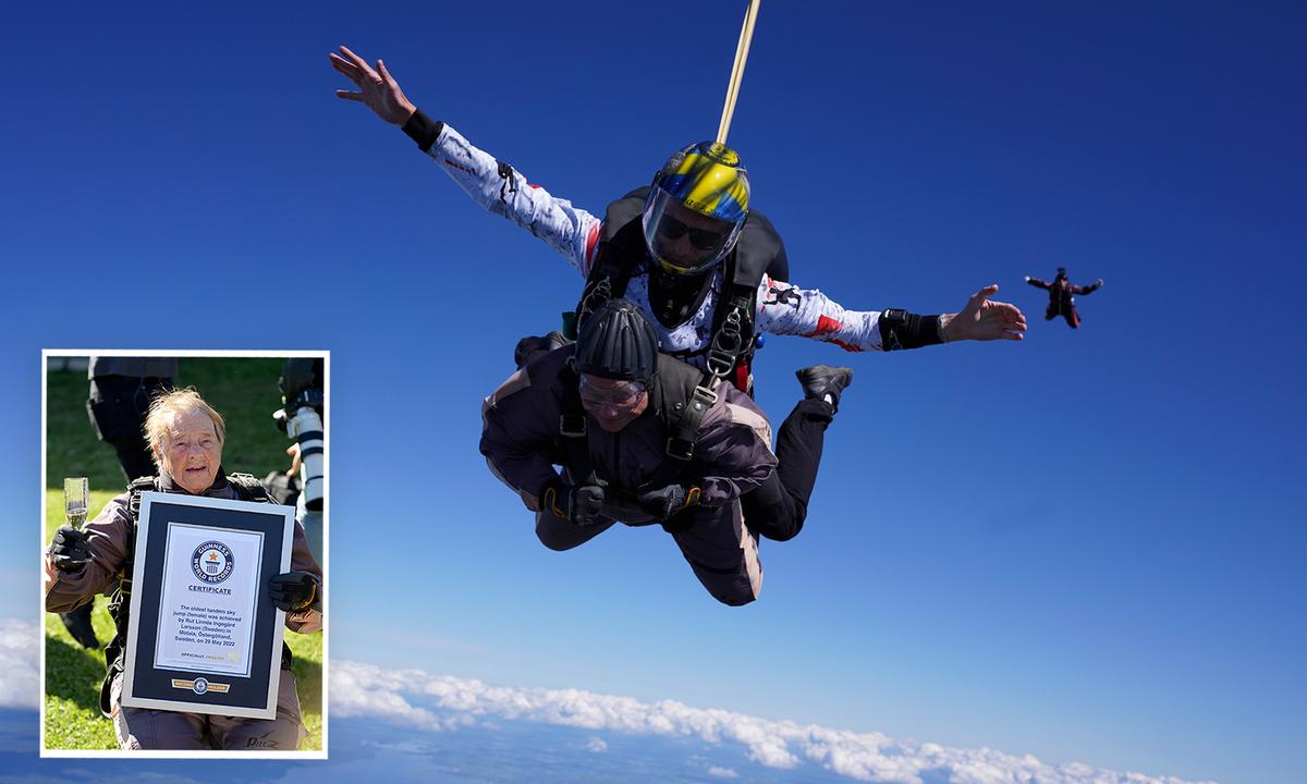 103-Year-Old Breaks World Record as Oldest Female to Do a Tandem Parachute Jump